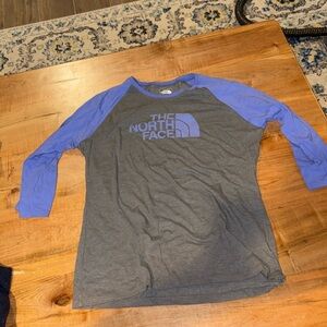 Euc worm once north face 3/4 sleeve logo shirt